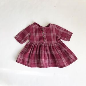 Old Navy maroon plaid dress EUC 0-3 months